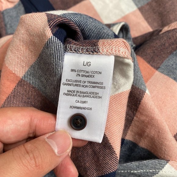 NWT Wind River Peach Plaid Flannel Button Front Shirt - Picture 6 of 7